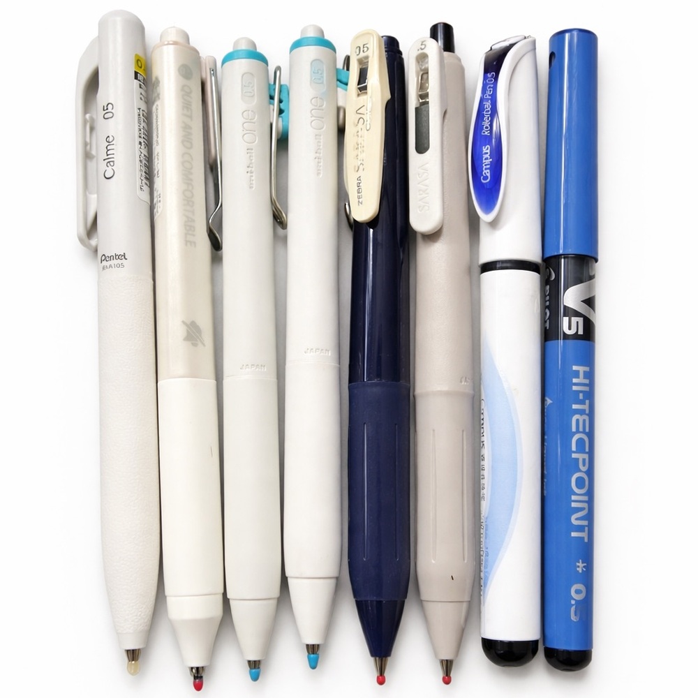 Assorted Pen Eight(8) Set 0.5 Nib size some brands: UniBall, Sarasa, Calme